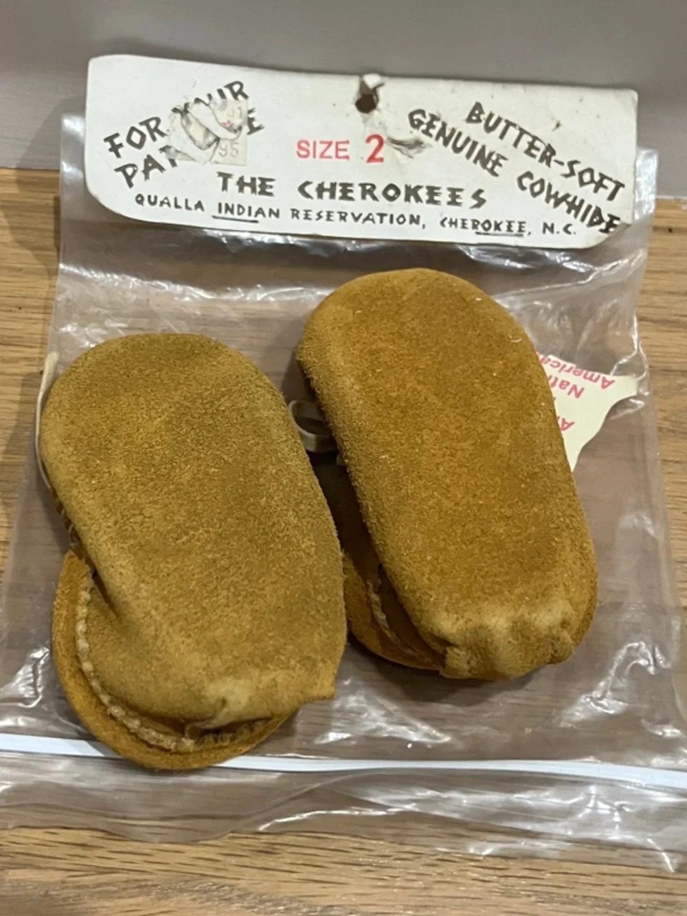 Cherokee Kids Butter-Soft Suede Moccasins in Mustard with Red Bead Detail